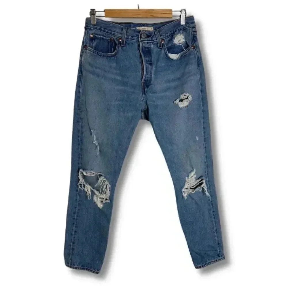 Levi's Women's High-Rise Distressed Blue Jeans